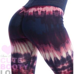 Cute Booty Lounge Purple Navy Blue Tie Dye Leggings M New